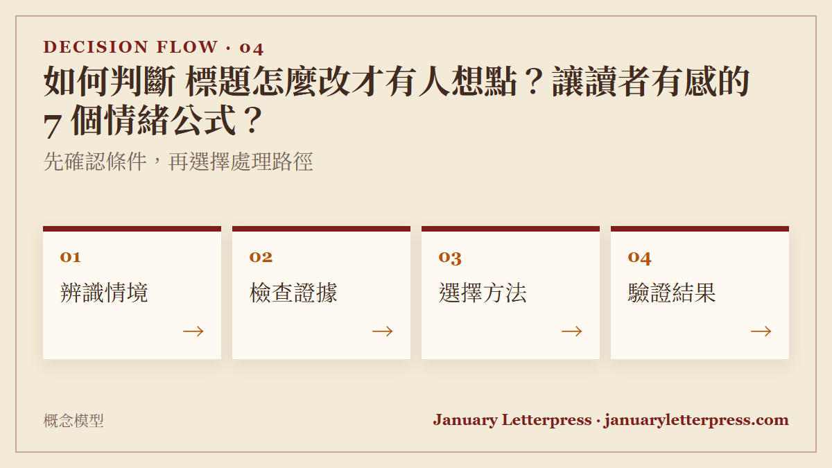 如何判斷 標題怎麼改才有人想點？讓讀者有感的 7 個情緒公式？：先確認條件，再選擇處理路徑